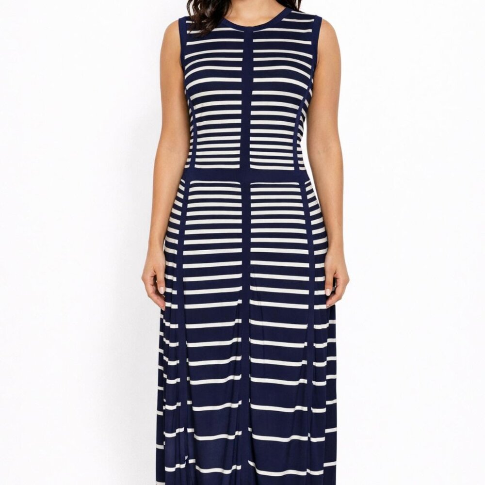 Just...Taylor Women's Blue Cream Stripe Sleeveless Popover Career Dress Size 10